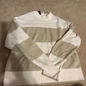 Cream and white striped sweater